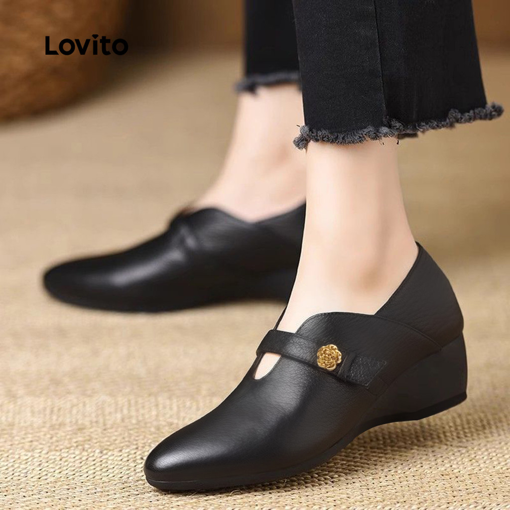 Lovito Sapatos Elegantes Mary Janes para Mamãe Clássicos e Versáteis para Todas As Estações pretos LFA87049 em Oferta na Shopee