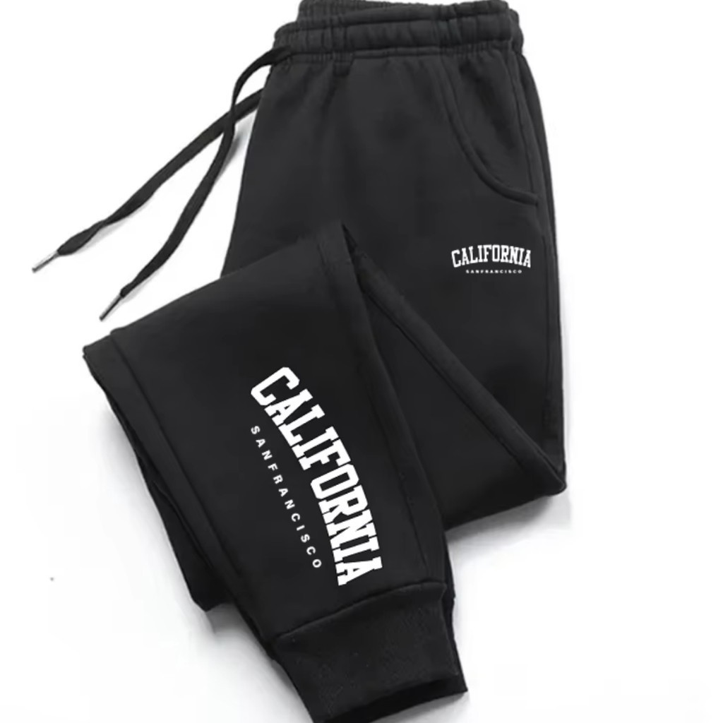 Calça Jogger Moletom Estampada Calça Flanelada Califórnia Moda Casual