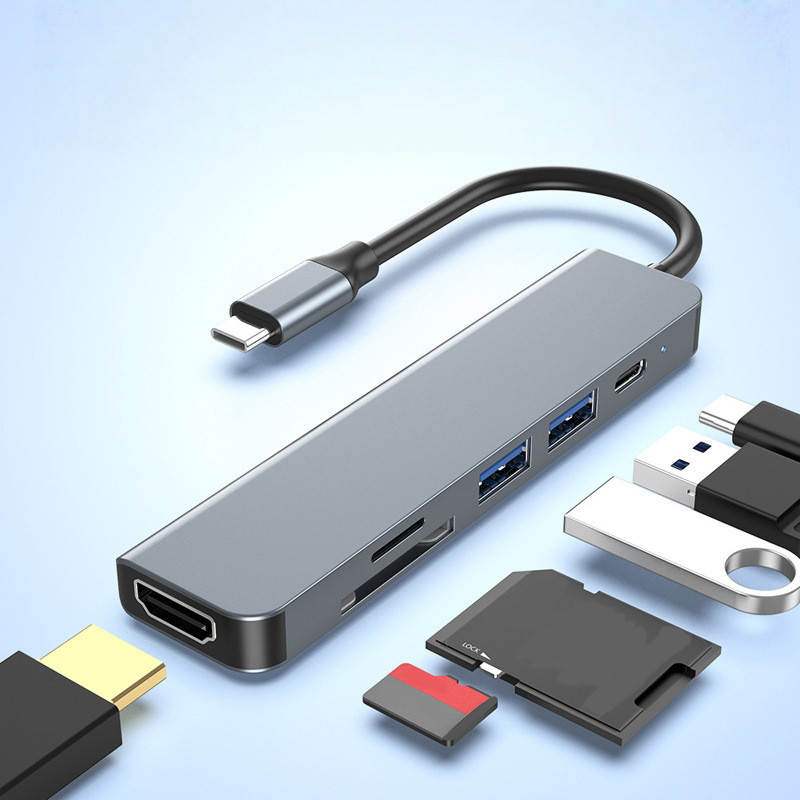 Porta USB HUB Tipo-C 6 Em 1 HDTV 4K SD TF Adaptador HDMI
