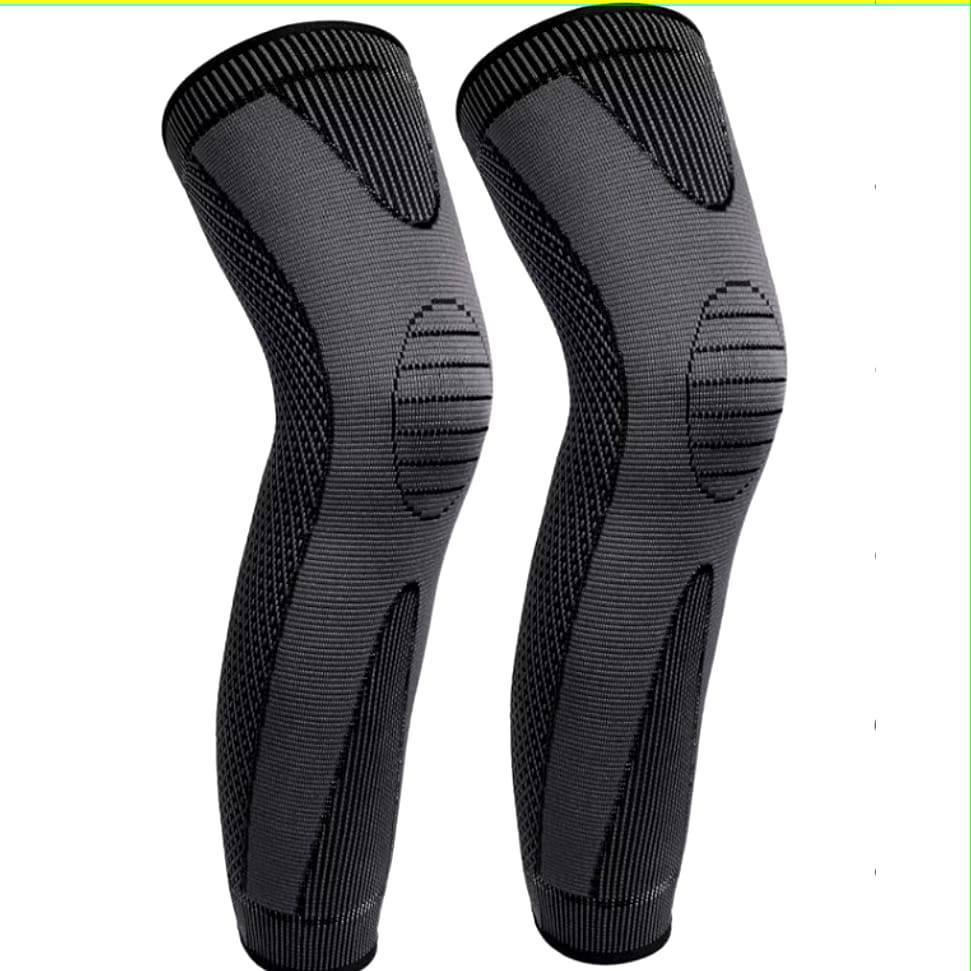 Kit 2 Meias Joelheiras Compreensão Ortopédica Térmica Alívio de Dor Nylon Preto Verde