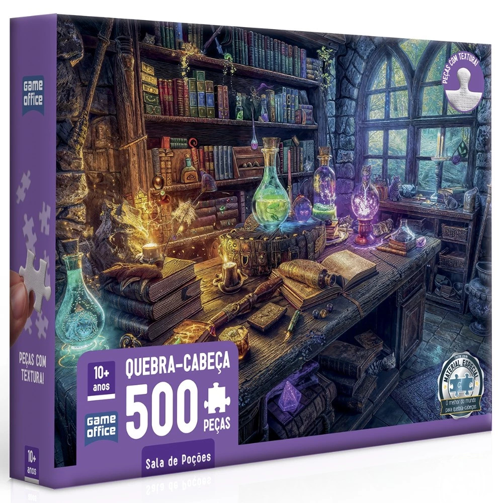 Quebra-Cabeça Sala de Poções 500 Peças Toyster Puzzle Magia Feitiços Fantasia Texturado