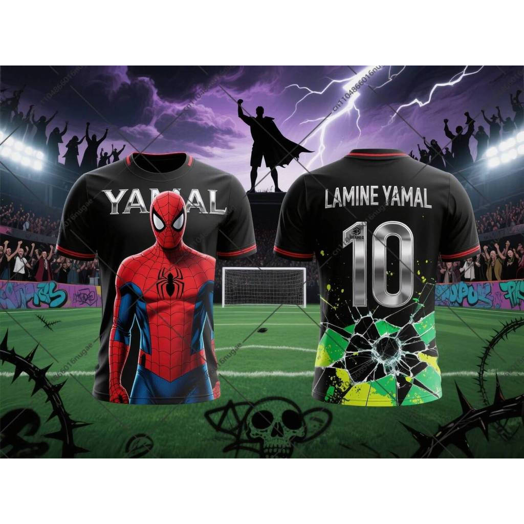 Camisa Esportiva 3D Mais Vendida Do Homem-Aranha E Yamal-Adequada Para Crianças Adultos , Meninos Meninas . Camiseta Fof