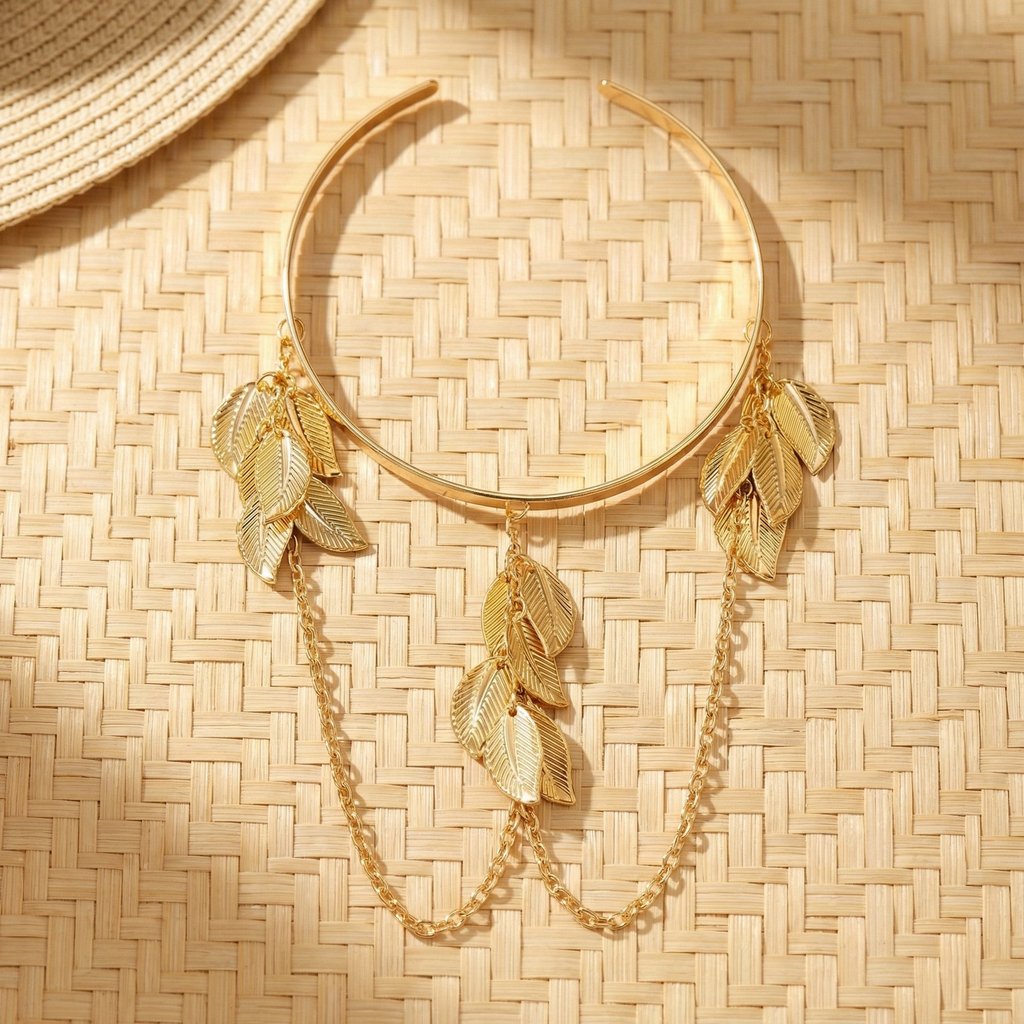 Vnox Multi Camada Folha Ajustável Ouro Braço Cuff Moda Feminina Pulseira De Superior · foto 2