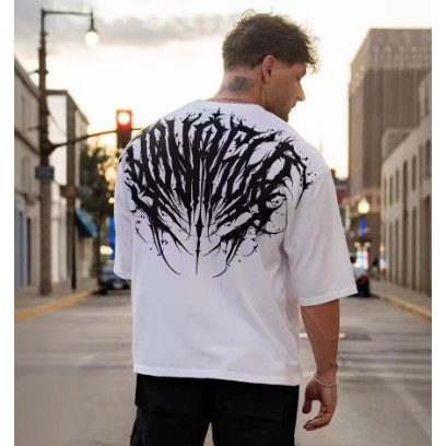 [Camiseta Vintage Masculina Algodão]HYP Camiseta Solta Estilo Americano Camisa Oversized Casual Moda Streetwear
