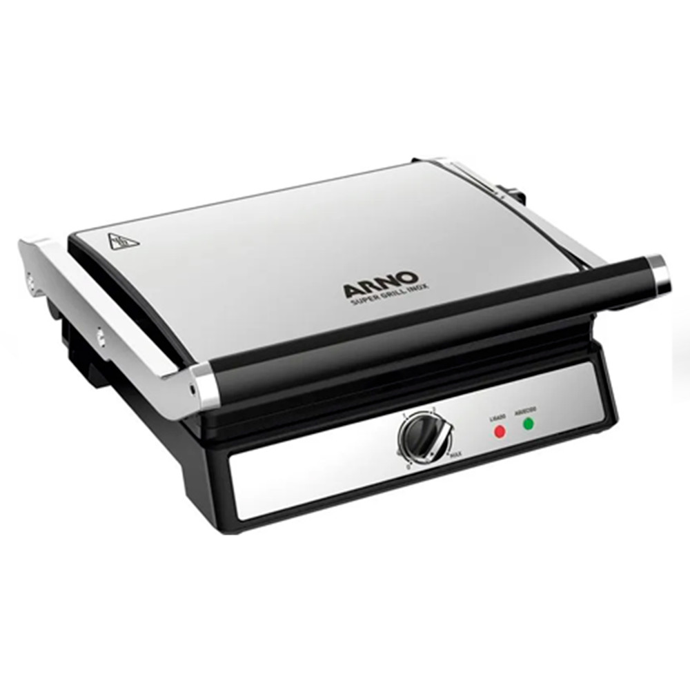 Super Grill e Sanduicheira Arno 180 Graus Antiaderente Ggra Inox - 127v