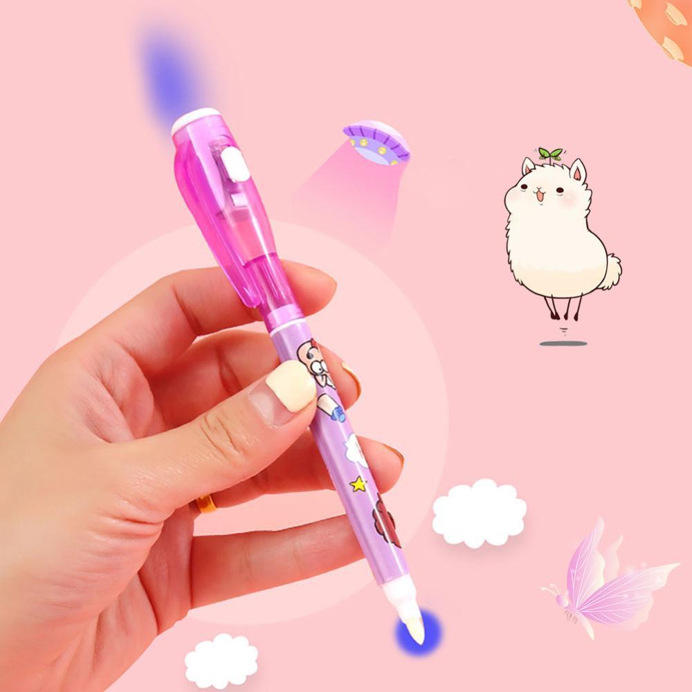 TKEY Magia LED Luz UV Canetas Marcadoras Incolores Ultra Violeta Lanterna Caneta De Tinta Escola Escritório Papelaria Es