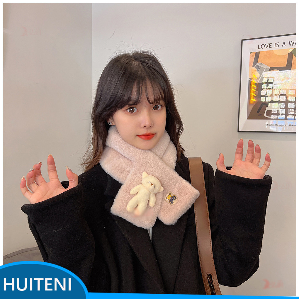 Cachecol Bonito De Pelúcia Pescoço Mais Quente Cachecóis De Inverno Capa De Espessamento Urso Dos Desenhos Animados Sile