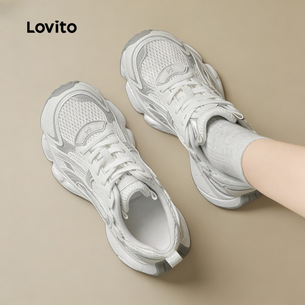 (Lovito Refine) Tênis Casual de Sola Grossa para mulheres LR24E022 em Oferta na Shopee
