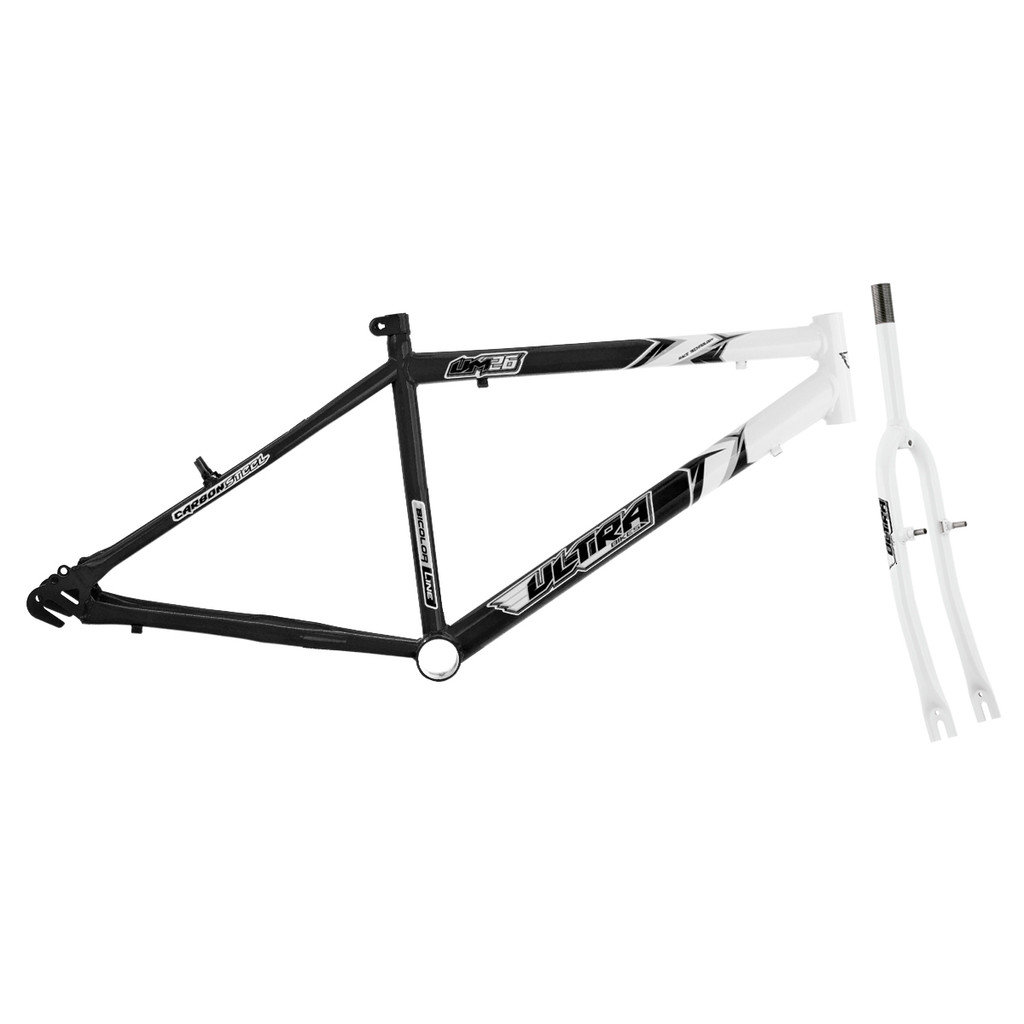 Quadro Com Garfo Bicicleta Motorizada Customizada Aro 26 Bicolor Ultra Bikes V Brake Com Pino