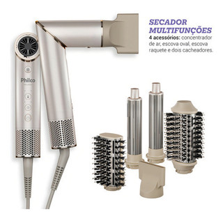 Secador de Cabelo Philco PSC3500 4 em 1 Dobrável Portátil com Escovas e Cacheadores para …