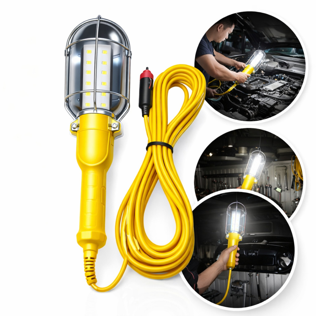 Lanterna de Emergência Veicular LED com Cabo 5 Metros Luz Automotiva Para Carro