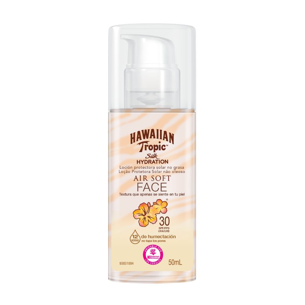 Protetor Solar Hawaiian Tropic Silk Hydration Air Soft Face 30 FPS com 50ml em Oferta na Shopee