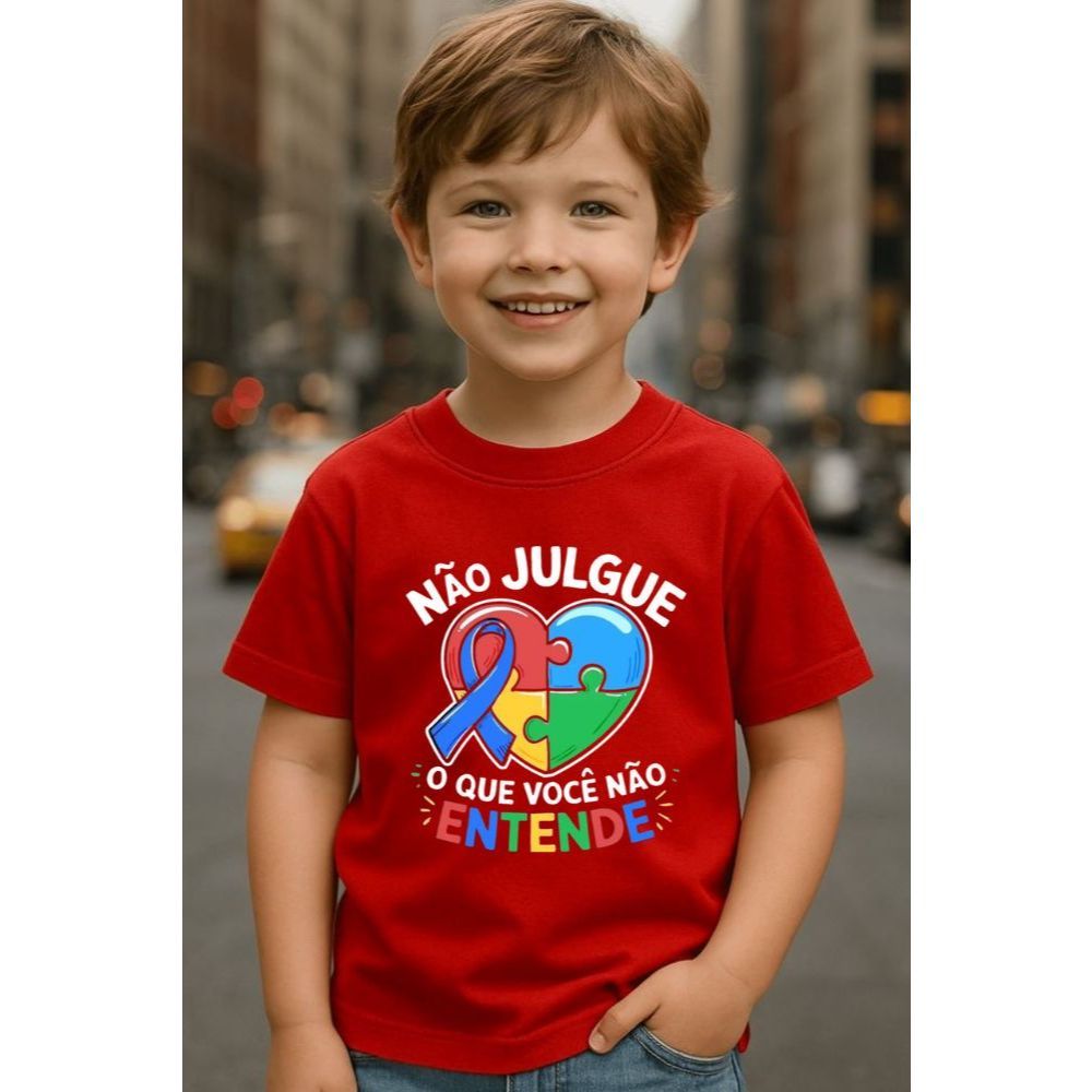 Camiseta Infantil Masculina Conscientização do Autismo | Inclusão | Respeito Infantil Algodão Confortável 2 ao 14