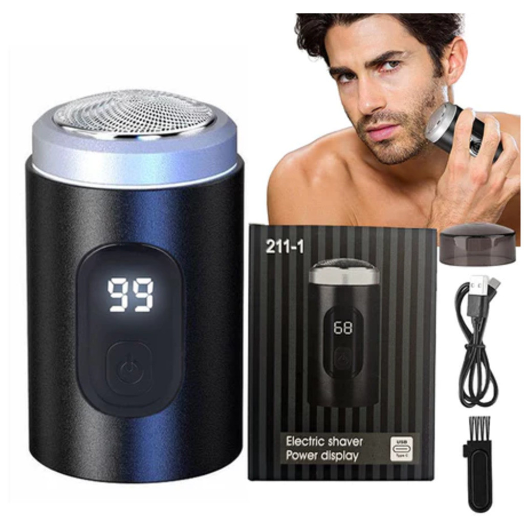 Mini Barbeador Elétrico Portátil com Display LCD Aparador de Barba Compacto para Viagem Voltmax.store