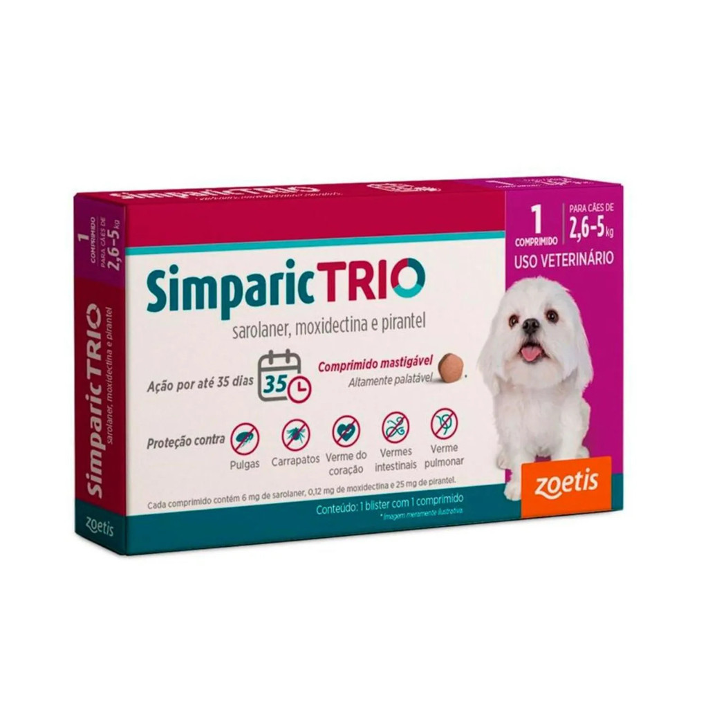 SIMPARIC TRIO 6MG PARA CAES DE 2,6 A 5KG 1 COMPRIMIDO