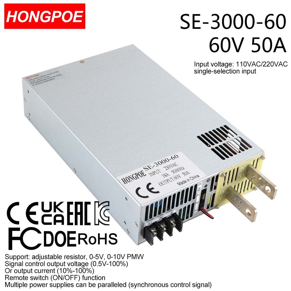 0-60V 50A 3000W Ajustável AC-DC 5V 10V PLC/PMV Transformador De Controle De Sinal , Adequado Para motor/Bateria/solar/in