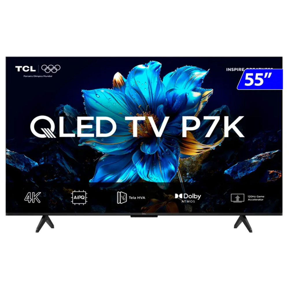 Smart TV TCL QLED 55 Polegadas 4K Comando de Voz 55P7K