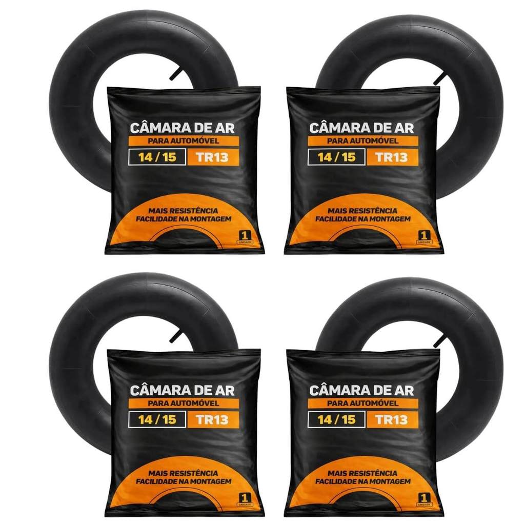 4 CÂMARA DE AR PARA PNEU CARRO ARO 14 15 BICO TR13