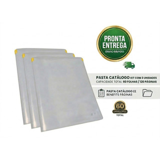 KIT 3 Pasta Catalogo PP Com 20 Envelopes cristal  ACP 225X310X20MM