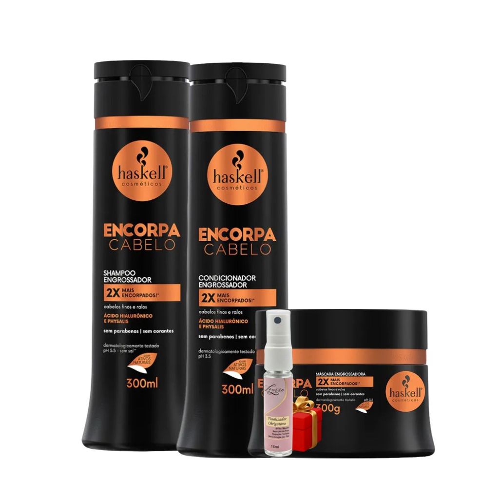 Kit Haskell Encorpa Shampoo 300ML 1 Condicionador 300ML  1 Mascara 300ML + Presente Lourre 15ml