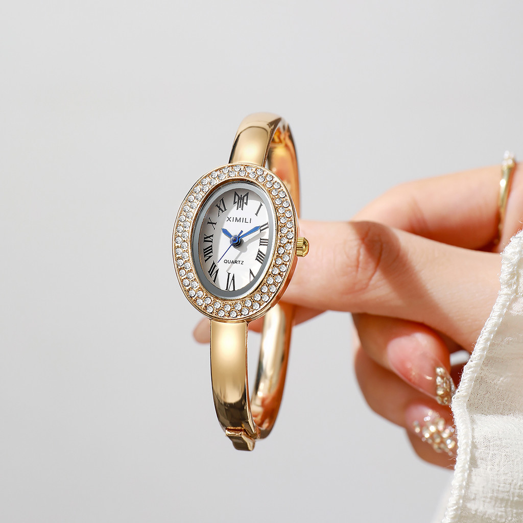 Nova Moda Feminina Relógio De Diamante Luz Luxo Simples Data Festa Pulseira Quartzo De Aço Inoxidável