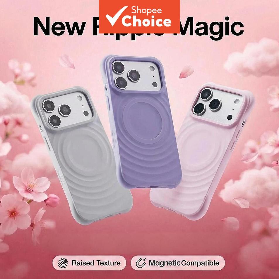 Capa de Silicone Líquido Magnética Casetify Ripple | Textura em Relevo | Controle de Câmera | Ecológica | Para iPhone