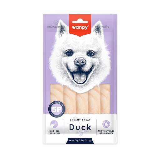Petisco Cremoso Creamy Pato 5 unidades Wanpy 70g para cães