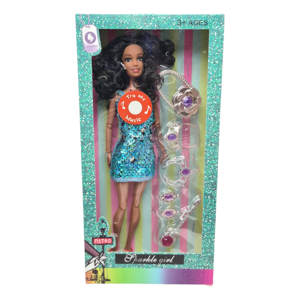 Brinquedo Menina Boneca Negra Articulada 30cm