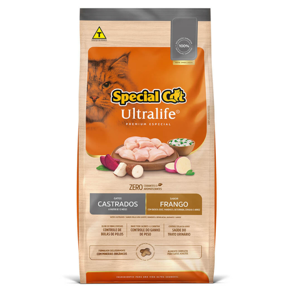 Ração Special Cat Ultralife Gatos Castrados 1kg Sabor Frango, Batata-Doce, Mandioca, Beterraba, Ervilha e Arroz