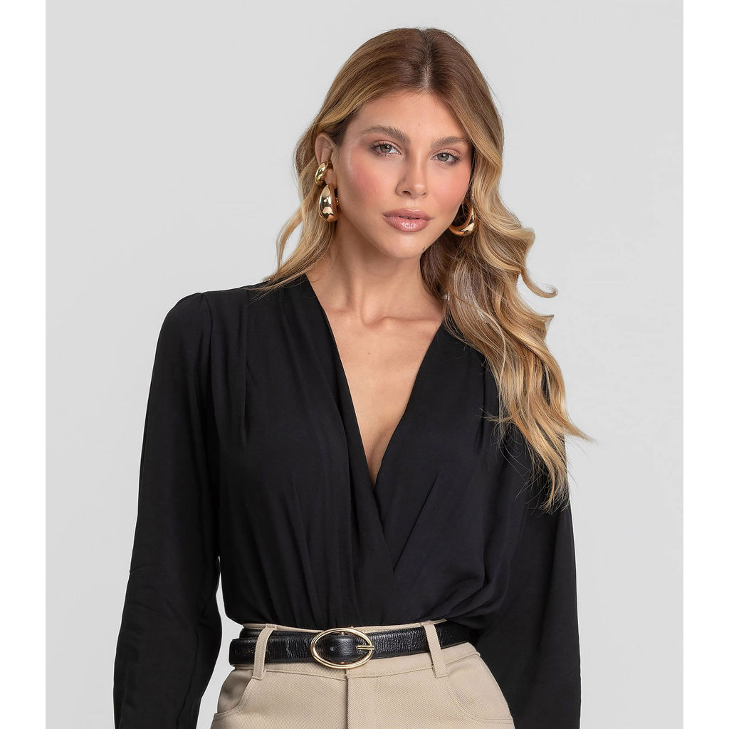 Body Feminino Manga Longa em Viscose Khyara Dianna Preto em Oferta na Shopee