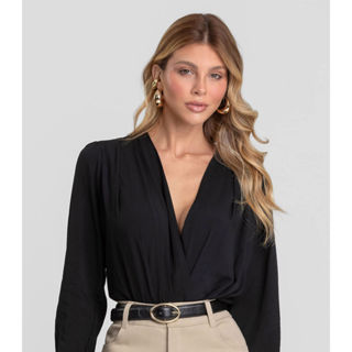 Body Feminino Manga Longa em Viscose Khyara Dianna Preto em Oferta na Shopee