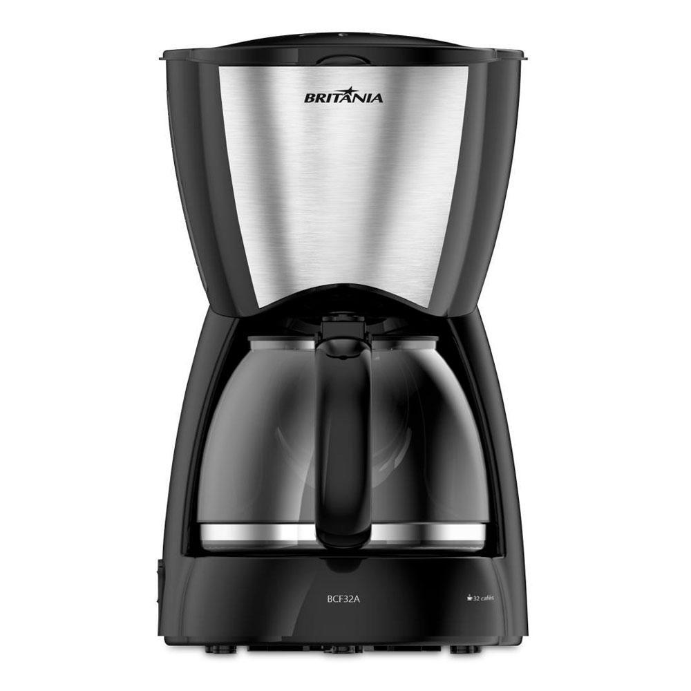 Cafeteira Elétrica 32 Xícaras Britânia BCF32A Preta com Prata 127V