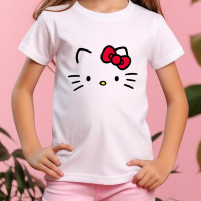 Camiseta Camisa Blusa Infantil Menina Hello Kitty Diversas estampas Divertidas, 100% Algodão Tamanho 2 4 6 8 10 12 14