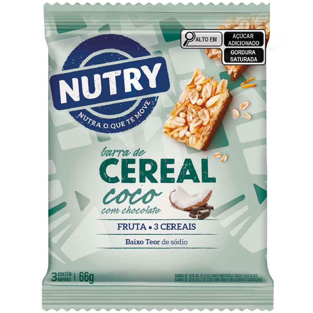 Barra de Cereais Nutry Coco com Chocolate com 3 Unidades em Oferta na Shopee