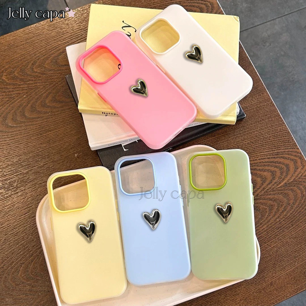 Para Samsung A17 A07 A26 A16 A06 A05S A05 A35 A54 A15 A14 A13 A52 A04S A03S A04E A03 Prata 3D 2 Em 1 Coração Geléia Capa