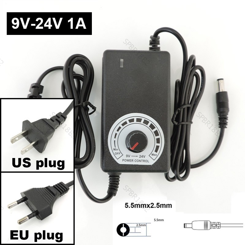 Adaptador Universal AC100-240V Para DC 9-24V 1A Transformador De Fonte De Alimentação Ajustável Carregador Elétrico CCTV