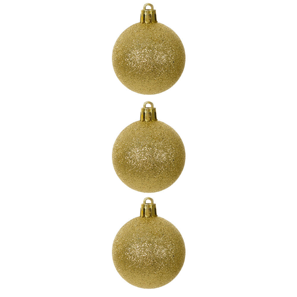 BOLA GLITTER BAG C/3 UND (DOURADO) 6cm