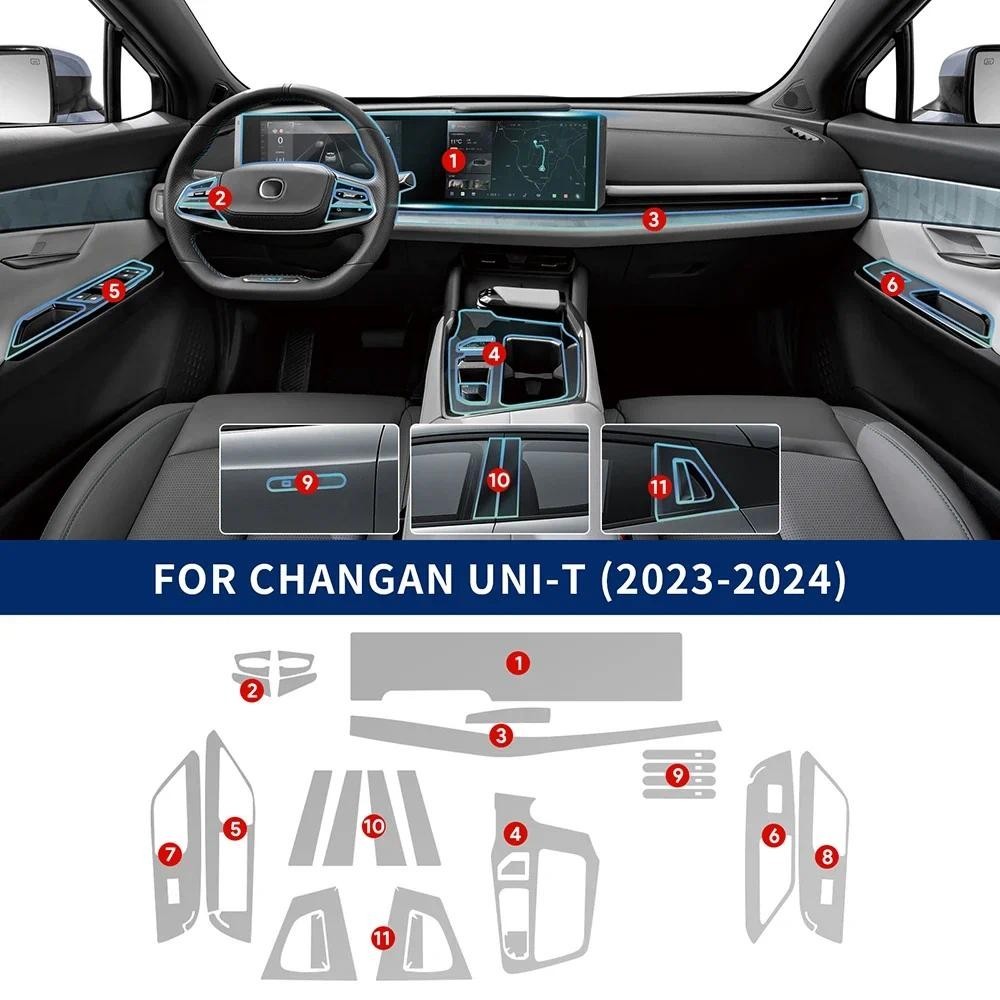 TPU Para Changan UNI T-2023 2024 Filme Interior Do Carro Acessórios Dedicados Tela Transparente Proteção Da Caixa De Vel