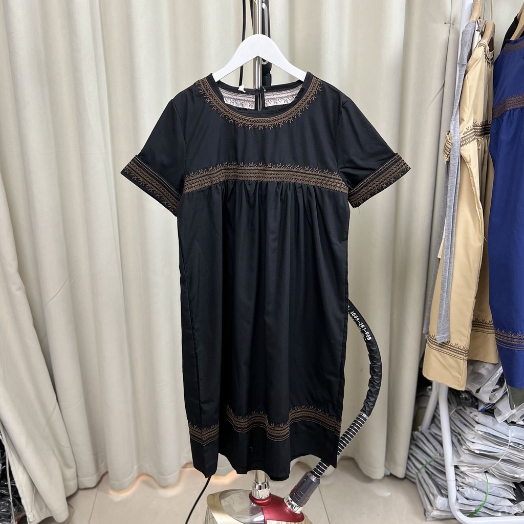 R507A Vestido Casual de comprimento médio feminino cintura estreita manga curta gola redonda verão novo estilo todos