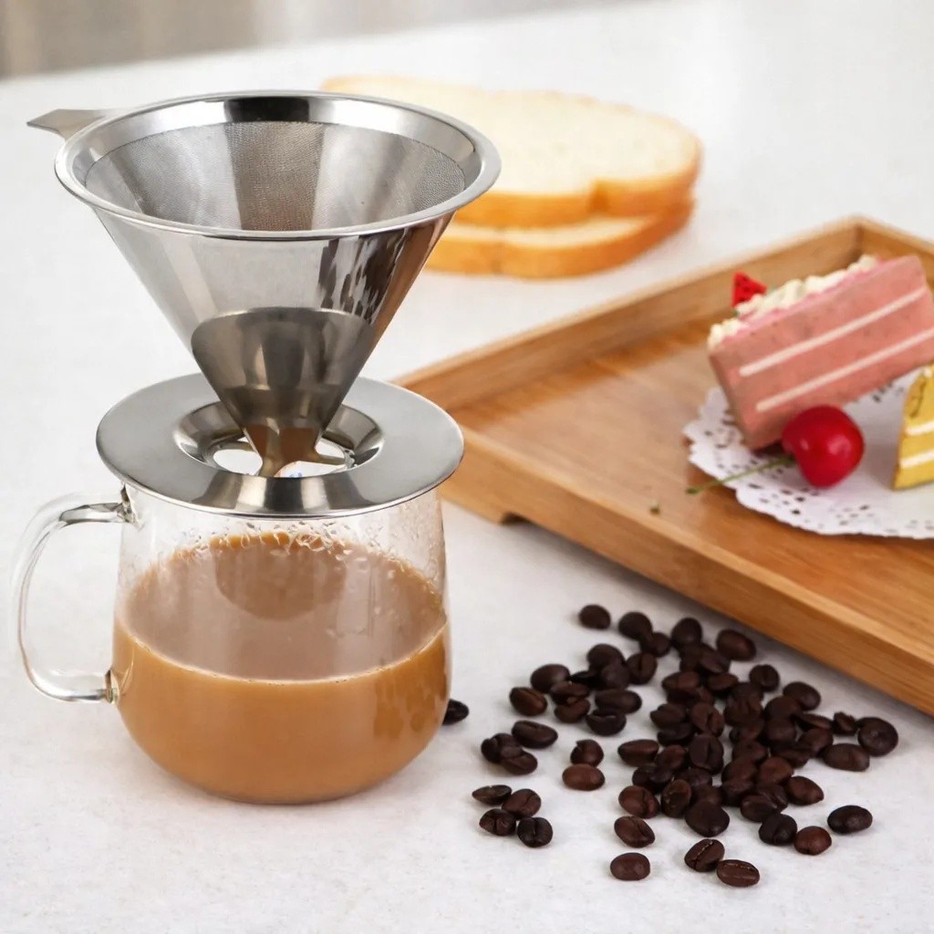 Kit 2 Coadores de Café Inox 103 Reutilizável Filtro Permanente Peneira Dupla Grande