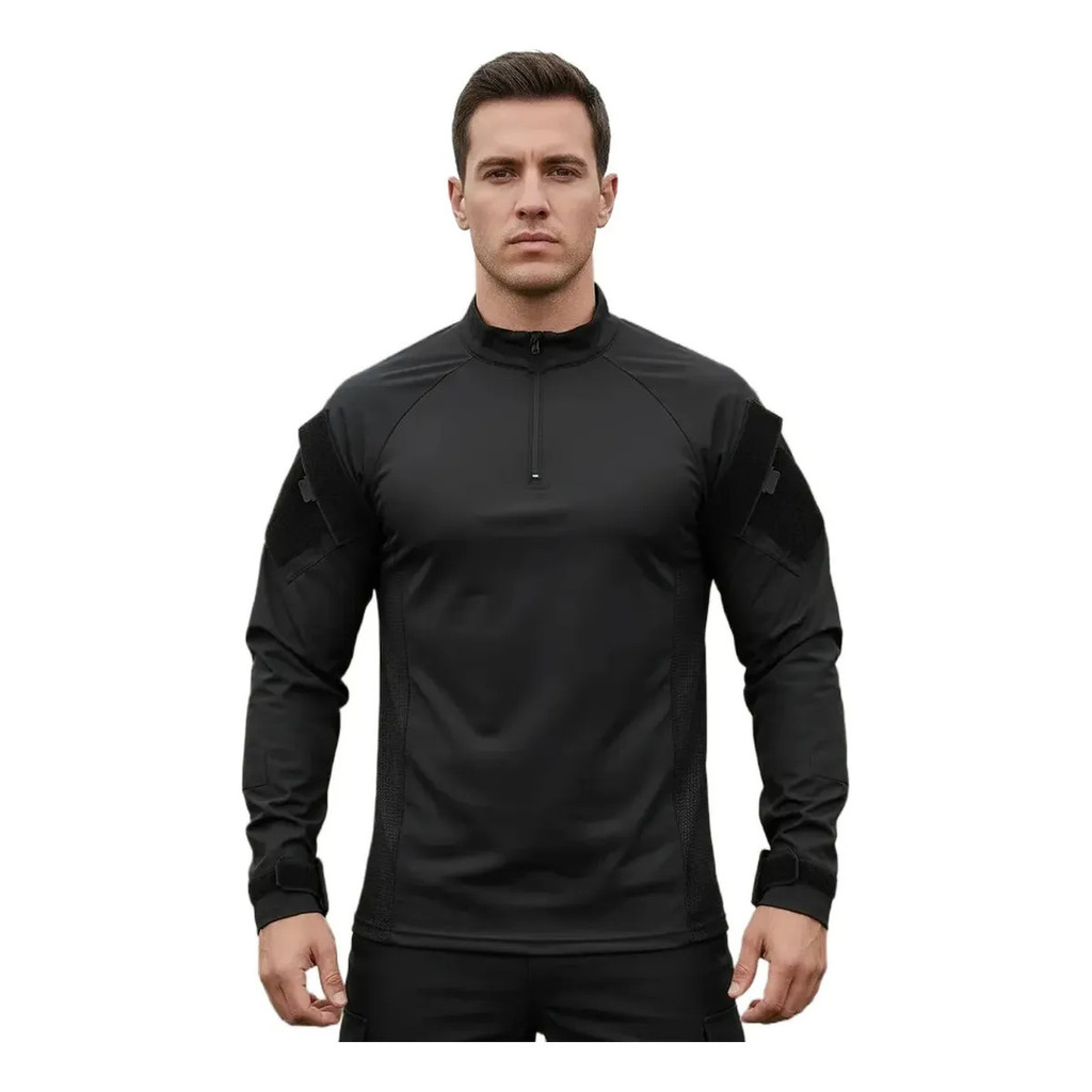 Camisa Combat Gandola Tática Manga Longa Preta Masculina Militar