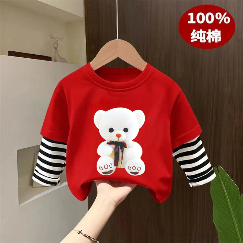 100% algodão de manga comprida camiseta feminina 2025 novo estilo roupas para meninas outono moda bebê crianças primaver
