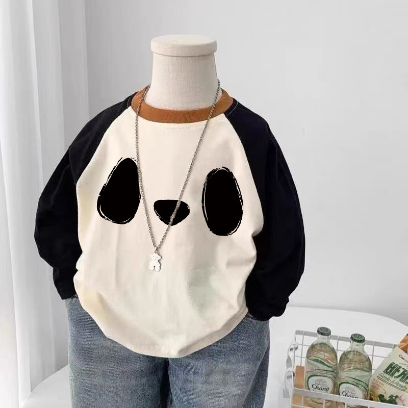 Crianças puro algodão de manga comprida camisetas médio pequeno crianças novo estilo meninos meninas topos moda bebê na 