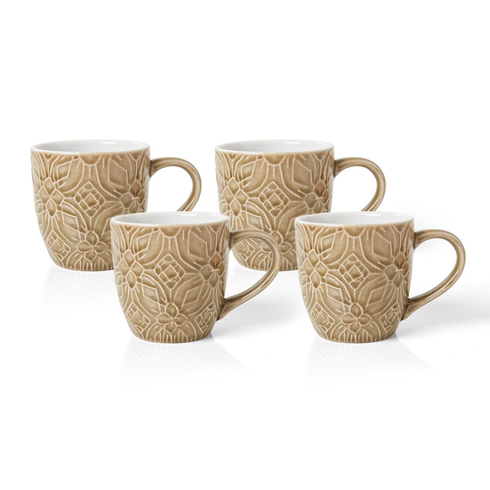 Caneca Copa e Cia 4 Peças Rilievo em Cerâmica 200ml Mocca