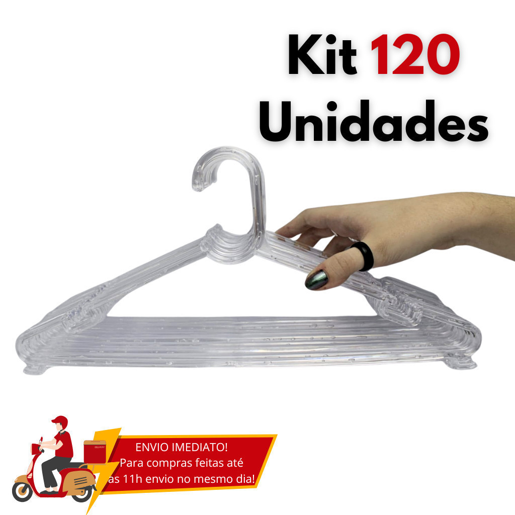 Kit 120 Cabides Cristal  Adulto Oranizador Reforçado Direto do Fabricante em Oferta na Shopee