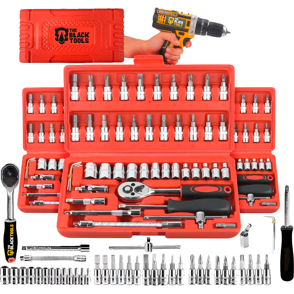 Kit De Ferramentas 46 Peças Jogo De Soquetes Chave Catraca Reversível Com Maleta Jogo Completo em Oferta na Shopee