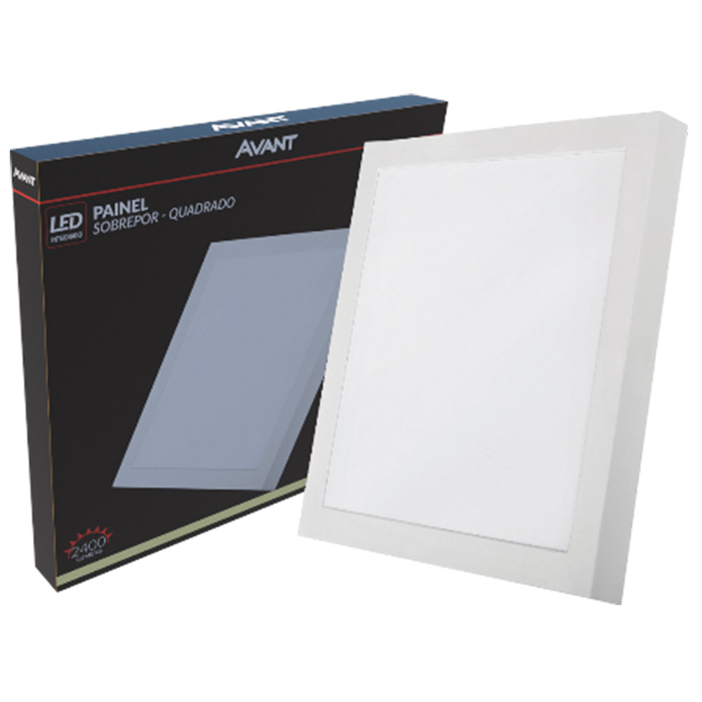 Painel LED Slim Sobrepor Avant 40x40 30W 4000K Luz Neutra Bivolt Automático em Oferta na Shopee