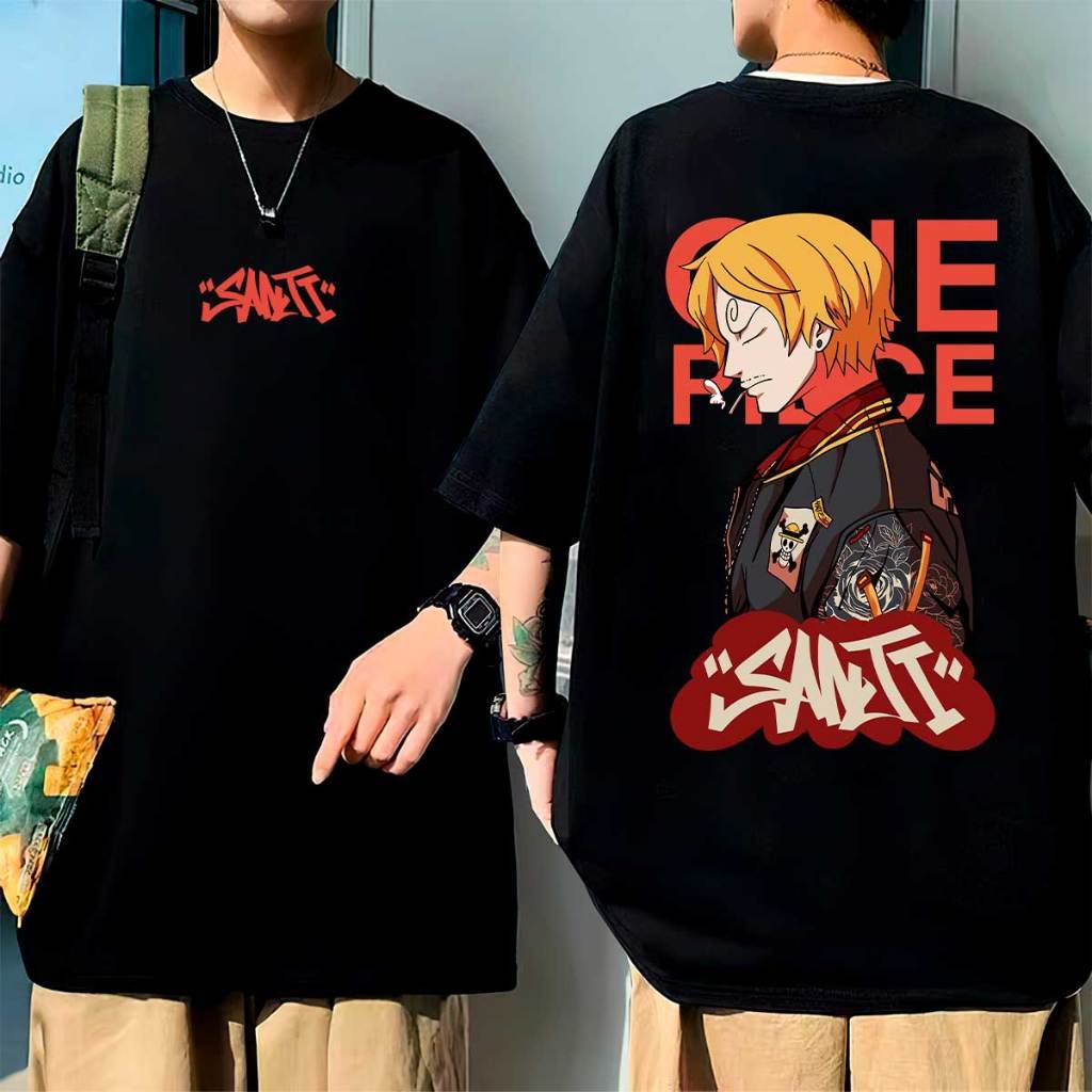 Camiseta Oversized Anime Estampada Sanji One Piece Cozinheiro Unissex Algodão