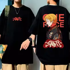 Camiseta Oversized Anime Estampada Sanji One Piece Cozinheiro Unissex Algodão