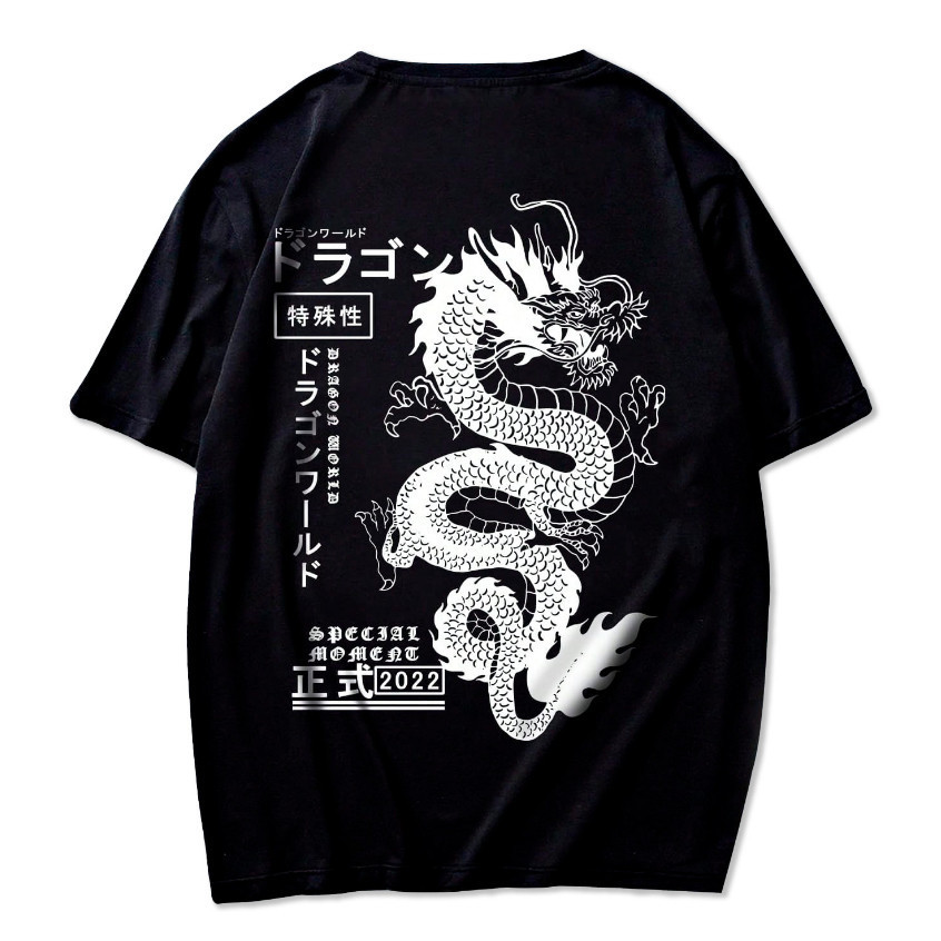 Camiseta Básica Masculina Dragão Academia Primavera Verão Streetwear Unissex Premium